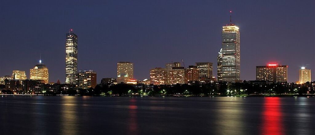 Boston skyline night